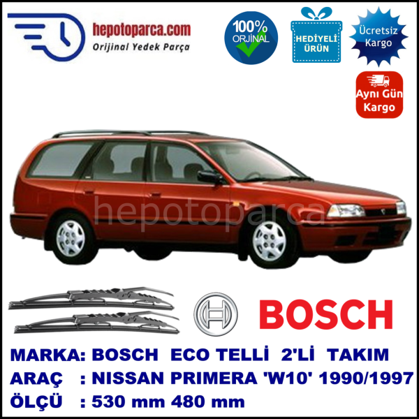 NISSAN Primera Wagon [W10] 07.90-12.97 530 / 480 mm. BOSCH ECO Telli Silecek 2'li Takım