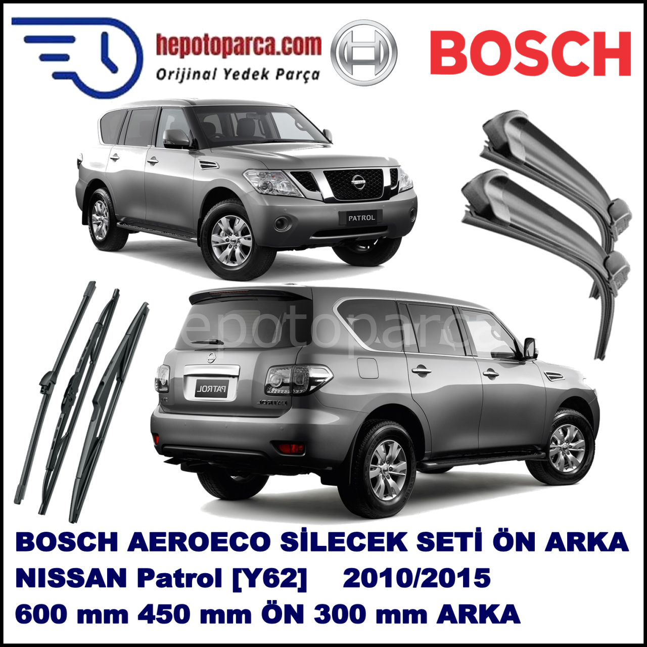 NISSAN Patrol [Y62] 03,2010-,,, Bosch Aeroeco Ön ve Arka Silecek Takımı