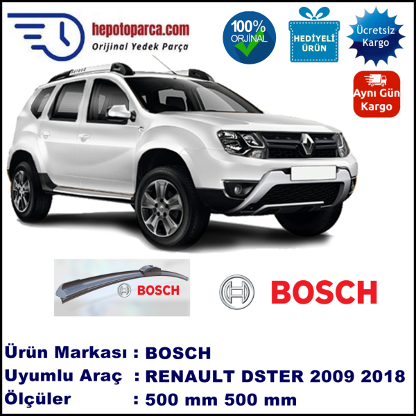 RENAULT Duster [HS] 10.2009-..., 500 / 500 mm. BOSCH AEROECO Aparatlı Muz Silecek