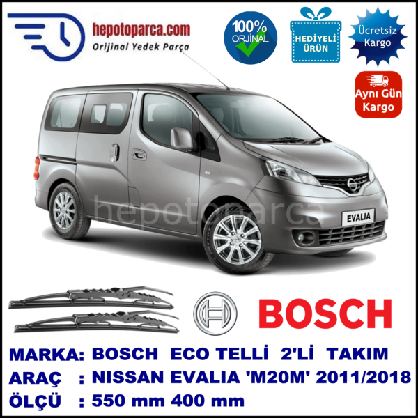 NISSAN Evalia [M20M] 01.11-... 550 / 400 mm. BOSCH ECO Telli Silecek 2'li Takım