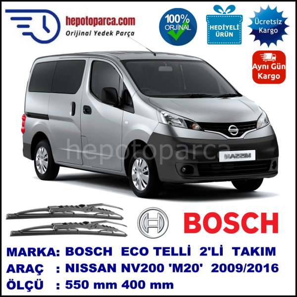 NISSAN NV200 [M20/M20M] 08.09-... 550 / 400 mm. BOSCH ECO Telli Silecek 2'li Takım