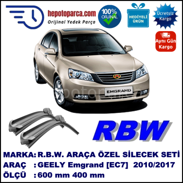 GEELY  Emgrand [EC7] 10.10-... 600 / 400 mm. RBW Muz Silecek Seti  2'li Takım. U Kanca Uyumludur.
