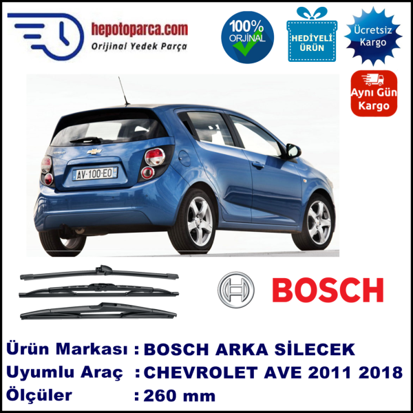 CHEVROLET Aveo Hatchback [KL1T,T300] 260 mm 06.2011-... BOSCH Arka Silecek