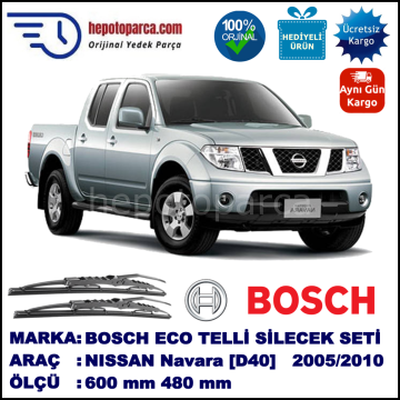 NISSAN Navara [D40] 05.05-... 600 / 480 mm. BOSCH ECO Telli Silecek 2'li Takım