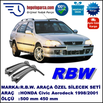HONDA Civic Aerodeck [MB/MC] 03.98-02.01 500 / 450 mm. RBW Muz Silecek Seti  2'li Takım. U Kanca Uyumludur.