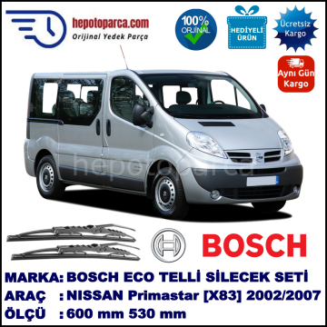 NISSAN Primastar [X83] 07.02-... 600 / 530 mm. BOSCH ECO Telli Silecek 2'li Takım