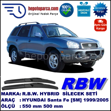 HYUNDAI Santa Fe [SM] 09.99-12.05 550 / 500 mm. RBW Hybrid Silecek Seti. U Kanca Uyumlu Hibrit