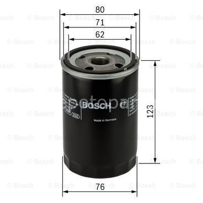 VW (VOLKSWAGEN) Jetta 1.1 08.1980 - 07.1982 BOSCH YAĞ FİLTRESİ
