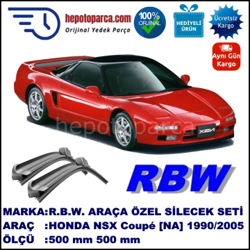 HONDA NSX Coupé [NA] 06.90-09.05 500 / 500 mm. RBW Muz Silecek Seti  2'li Takım. U Kanca Uyumludur.