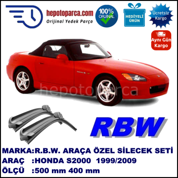HONDA S2000  04.99-06.09 500 / 400 mm. RBW Muz Silecek Seti  2'li Takım. U Kanca Uyumludur.