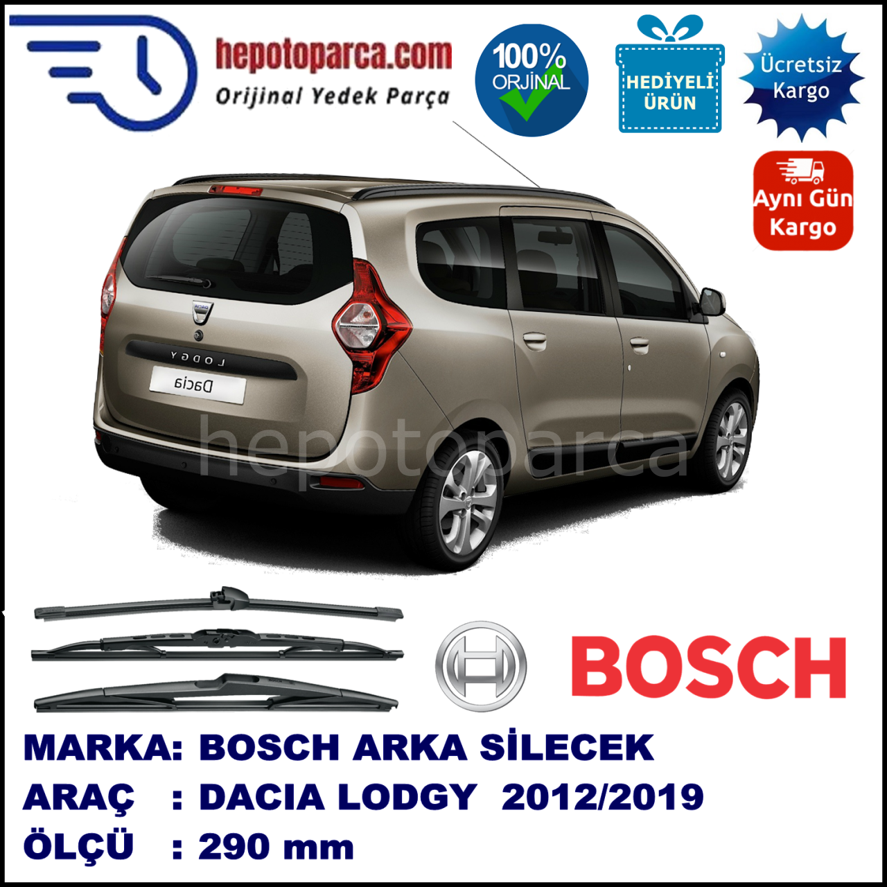DACIA Lodgy  290 mm 03.2012-... BOSCH Arka Silecek