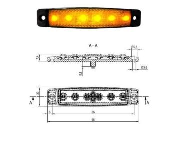 SBA12Y6 12V 6 LEDLİ SARI Basamak Aydınlatma Side M 30220055
