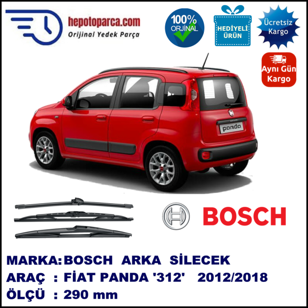 FIAT Panda [312..] 290 mm 02.2012-... BOSCH Arka Silecek