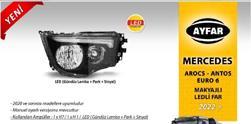 505884 MERCEDES AROCS (2020) SOL EURO 6 FAR SİYAH ÇERÇEVEL