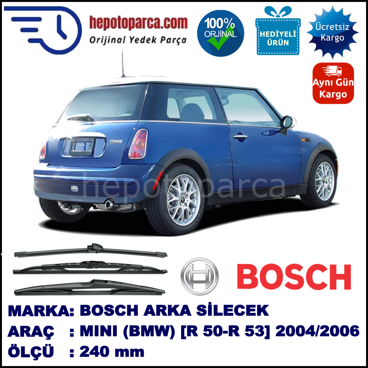 MINI (BMW) Mini [R 50, R 53] 290 mm 08.2004-11.2006 BOSCH Arka Silecek