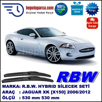 JAGUAR XK [X150] 03.06-... 530 / 530 mm. RBW Hybrid Silecek Seti. U Kanca Uyumlu Hibrit
