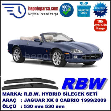 JAGUAR XK 8 Convertible [QDV] 01.99-02.09 530 / 530 mm. RBW Hybrid Silecek Seti. U Kanca Uyumlu Hibrit