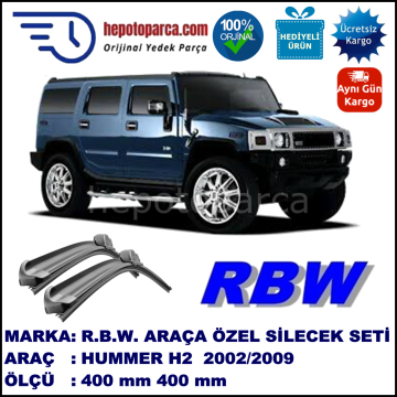 HUMMER H2  09.02-... 400 / 400 mm. RBW Muz Silecek Seti  2'li Takım. U Kanca Uyumludur.