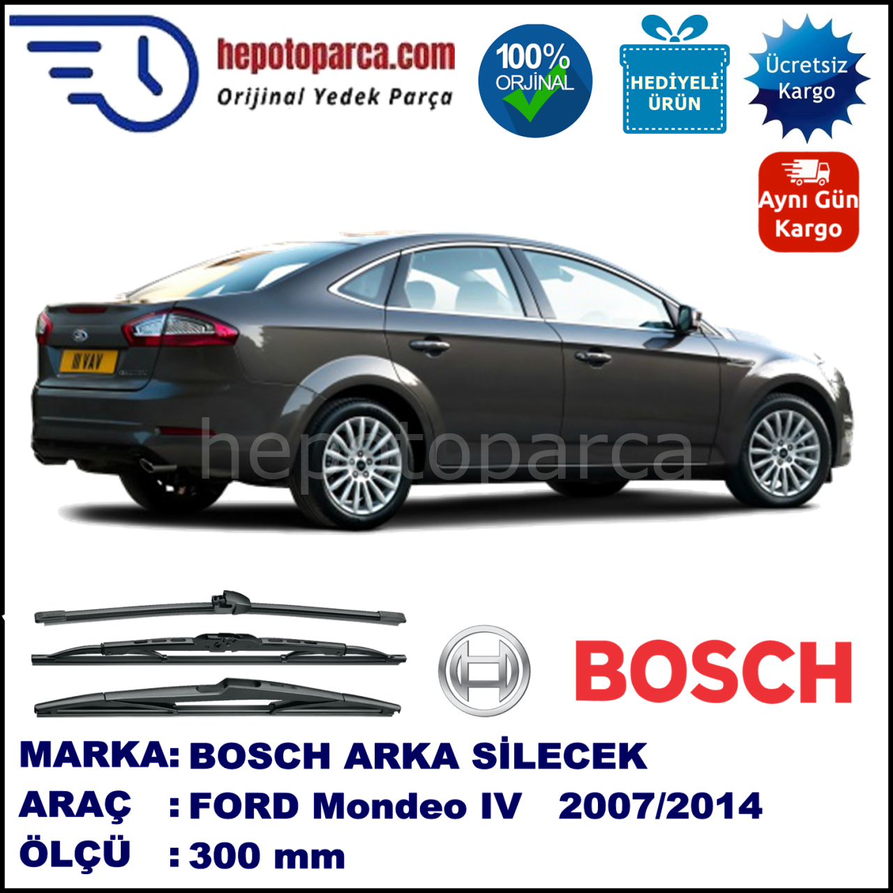 FORD Mondeo IV Turnier [07] 300 mm 02.2007-... BOSCH Arka Silecek