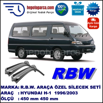 HYUNDAI H 100  09.96-... 450 / 450 mm. RBW Muz Silecek Seti  2'li Takım. U Kanca Uyumludur.