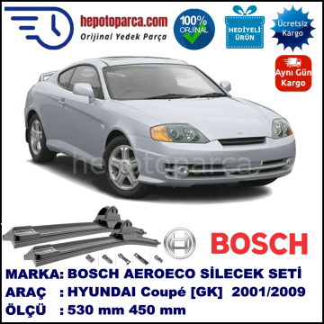 HYUNDAI Coupé [GK] 10.2001-08.2009, 530 / 450 mm. BOSCH AEROECO Aparatlı Muz Silecek