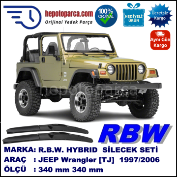 JEEP Wrangler [TJ] 01.97-12.06 340 / 340 mm. RBW Hybrid Silecek Seti. U Kanca Uyumlu Hibrit