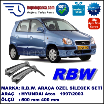 HYUNDAI Atos [MX] 09.97-12.03 500 / 400 mm. RBW Muz Silecek Seti  2'li Takım. U Kanca Uyumludur.