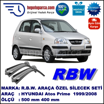 HYUNDAI Atos Prime [MX] 09.99-03.08 500 / 400 mm. RBW Muz Silecek Seti  2'li Takım. U Kanca Uyumludur.