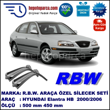 HYUNDAI Elantra Hatchback [XD] 06.00-... 500 / 450 mm. RBW Muz Silecek Seti  2'li Takım. U Kanca Uyumludur.