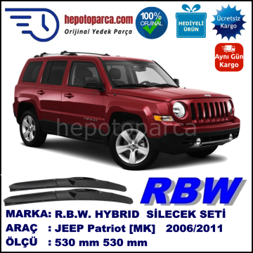 JEEP Patriot [MK] 10.06-... 530 / 530 mm. RBW Hybrid Silecek Seti. U Kanca Uyumlu Hibrit