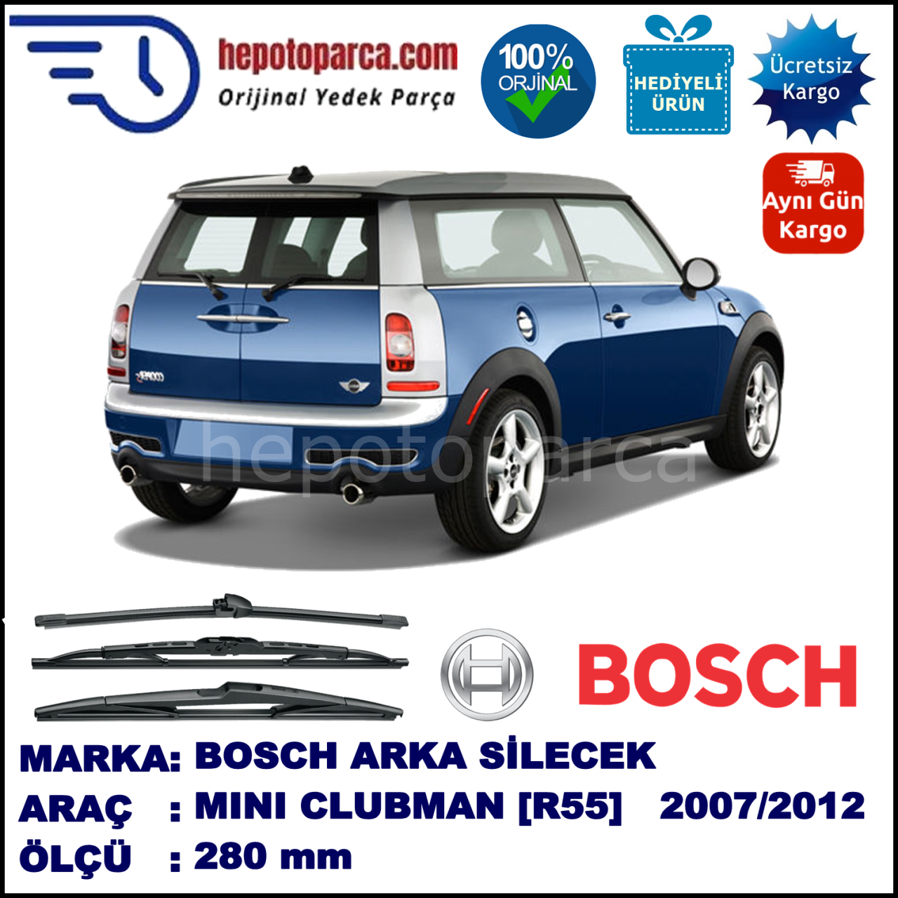 MINI (BMW) Mini Clubman [R 55] 280 mm 11.2007-04.2012 BOSCH Arka Silecek