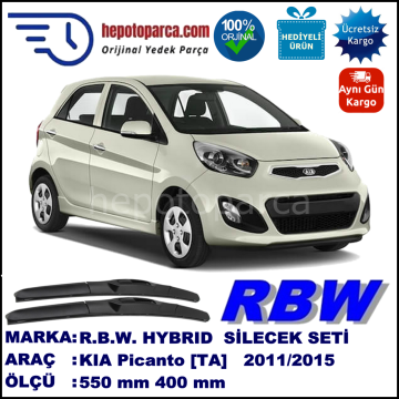 KIA Picanto [TA] 05.11-... 550 / 400 mm. RBW Hybrid Silecek Seti. U Kanca Uyumlu Hibrit