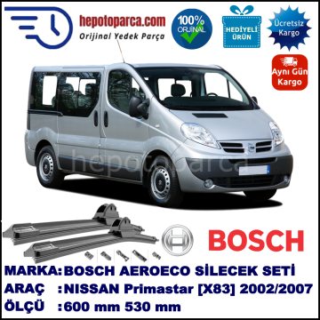 NISSAN Primastar [X83] 07.2002-..., 600 / 530 mm. BOSCH AEROECO Aparatlı Muz Silecek