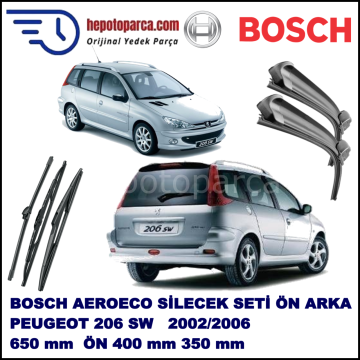 PEUGEOT 206 SW [T1] 03,2002-12,2006 Bosch Aeroeco Ön ve Arka Silecek Takımı