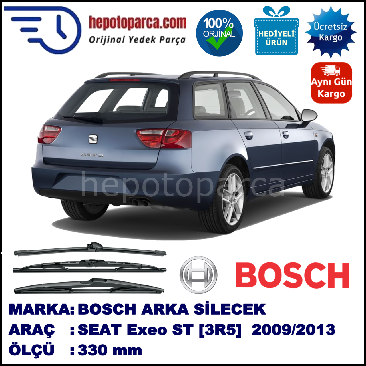 SEAT Exeo ST [3R5] 330 mm 06.2009-... BOSCH Arka Silecek