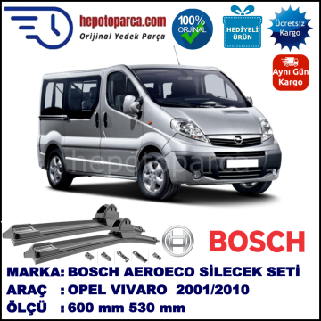 OPEL Vivaro  03.2001-..., 600 / 530 mm. BOSCH AEROECO Aparatlı Muz Silecek