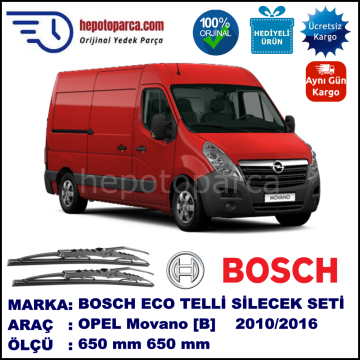 OPEL Movano [B] 04.10-... 650 / 650 mm. BOSCH ECO Telli Silecek 2'li Takım