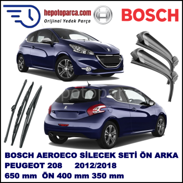 PEUGEOT 208  01,2012-,,, Bosch Aeroeco Ön ve Arka Silecek Takımı