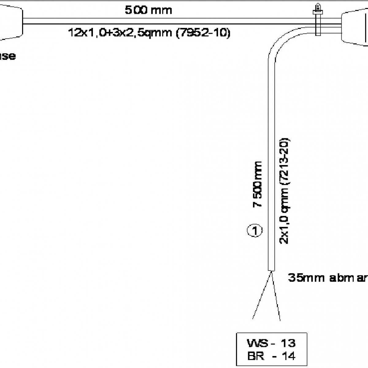 ARA ÇIKIŞ KABLOSU - 7,5 m - 2x1qmm