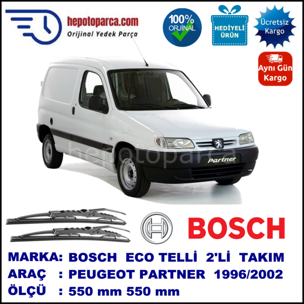 PEUGEOT Partner [M4] 07.96-08.02 550 / 550 mm. BOSCH ECO Telli Silecek 2'li Takım