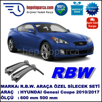HYUNDAI Genesis Coupe [DK] 11.10-... 600 / 500 mm. RBW Muz Silecek Seti  2'li Takım. U Kanca Uyumludur.