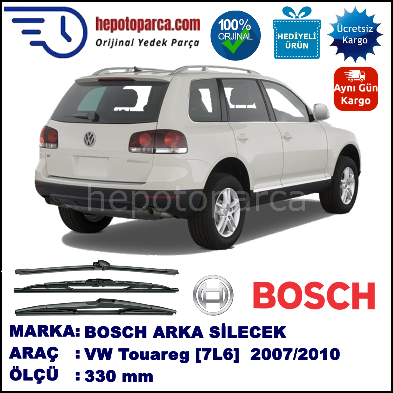 VW Touareg [7L6] 330 mm 06.2007-05.2010 BOSCH Arka Silecek