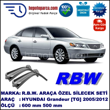 HYUNDAI Grandeur [TG] 07.05-... 600 / 500 mm. RBW Muz Silecek Seti  2'li Takım. U Kanca Uyumludur.