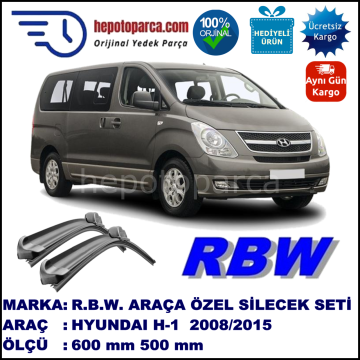 HYUNDAI H-1  03.08-... 600 / 500 mm. RBW Muz Silecek Seti  2'li Takım. U Kanca Uyumludur.