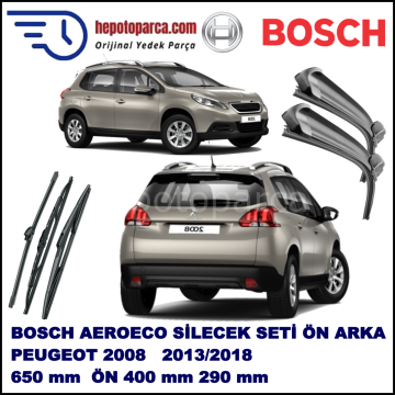 PEUGEOT 2008  03,2013-,,, Bosch Aeroeco Ön ve Arka Silecek Takımı