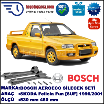 SKODA Felicia Fun [6UF] 08.1996-03.2001, 530 / 450 mm. BOSCH AEROECO Aparatlı Muz Silecek
