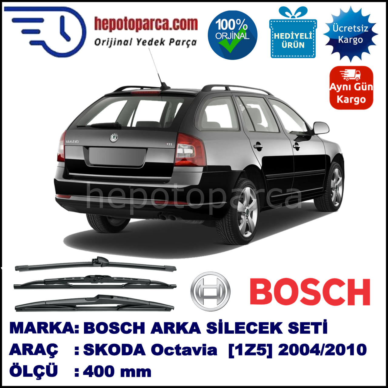 SKODA Octavia Combi [1Z5] 400 mm 05.2004-... BOSCH Arka Silecek