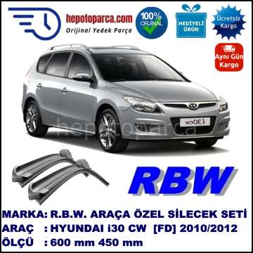 HYUNDAI i30 CW Kombi [FD] 04.10-09.12 600 / 450 mm. RBW Muz Silecek Seti  2'li Takım. U Kanca Uyumludur.