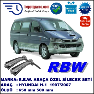 HYUNDAI H-1  10.97-05.07 650 / 500 mm. RBW Muz Silecek Seti  2'li Takım. U Kanca Uyumludur.