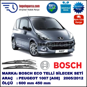 PEUGEOT 1007 [A08] 04.05-... 600 / 450 mm. BOSCH ECO Telli Silecek 2'li Takım